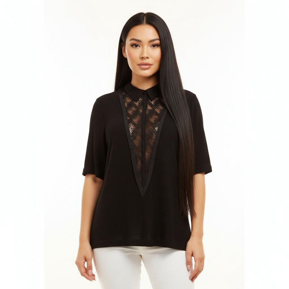 A.L.C. Black Textured Blouse Size M